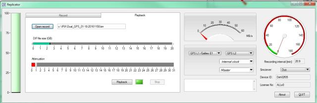 GPS GLONASS Galileo BeiDou QZSS recorder to record and playback GNSS RF signals and USB front end for SDR